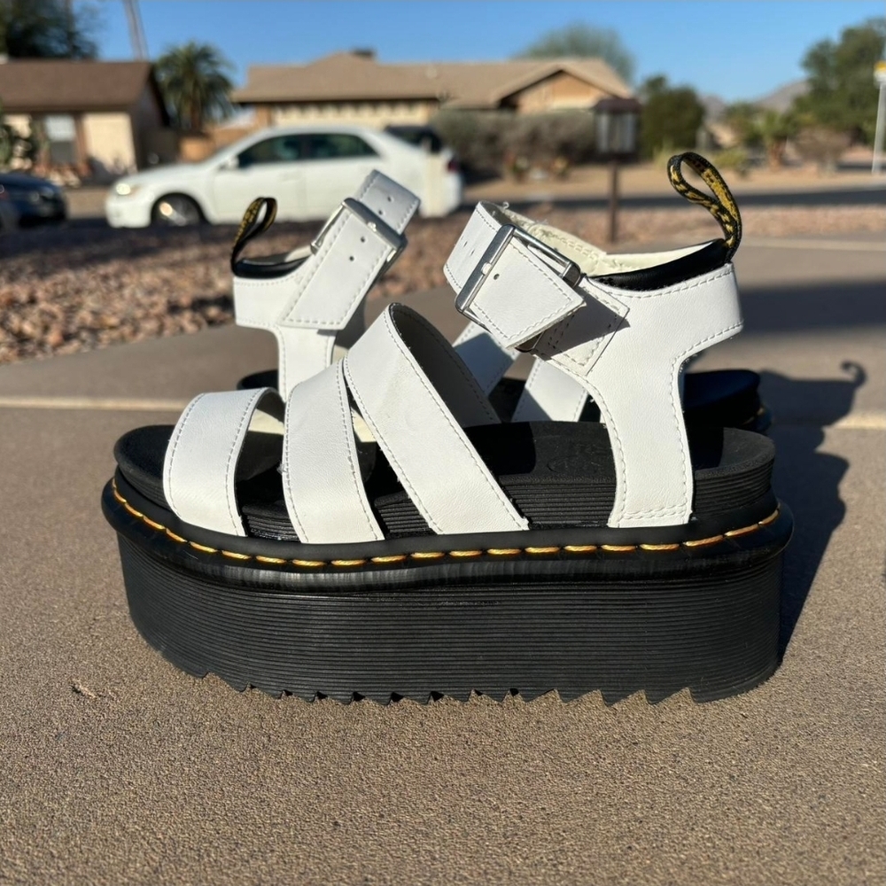 Dr Marten White Platform Sandals